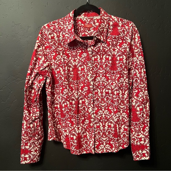 Talbots Tops - TALBOTS Haberdashery Woman Red White Holiday
Shirt Button Up Christmas Xmas 14P